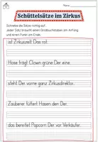 Vorschau - Arbeitsblätter - Schüttelsätze Zirkus – Satzbau Deutsch 2. Klasse | Arbeitsblatt mit Lösung - Seite 1