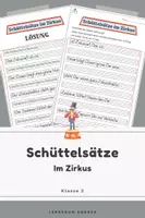 Vorschau - Arbeitsblätter - Schüttelsätze Zirkus – Satzbau Deutsch 2. Klasse | Arbeitsblatt mit Lösung - Deckblatt