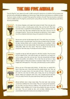 Vorschau - Arbeitsblätter - The Big Five Animals: Reading (English) - Seite 1