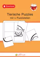 Vorschau - Arbeitsblätter - Tierische Puzzles mit 4 Puzzleteilen - Deckblatt