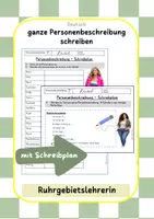 Vorschau - Arbeitsblätter - Personenbeschreibung mit Schreibplan zwei Varianten - Deckblatt