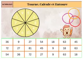 Aperçu - Jeux - Jeu de multiplication - Tourne, Calcule et Entoure - Page 2