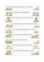 Vorschau - Arbeitsblätter - Satzstreifen für die Freiarbeit (lesen und abschreiben) Sommer / Frühling - Seite 1
