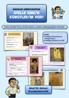 Vorschau - Stundenentwürfe - Vorlage „Künstler oder Künstlerin vorstellen“ | Rechercheauftrag mit Key + Beispiel (PDF) - Deckblatt