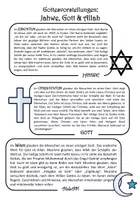 Vorschau - Arbeitsblätter - Gottesvorstellungen Judentum Christentum Islam / Klasse 5 6 7 - Seite 1