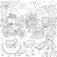 Vorschau - Arbeitsblätter - Wimmelbild mit Gucklochmethode zum Anlaut M mit differenziertem Material für die Klassen 1 bis 3 - Seite 1