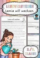 Vorschau - Arbeitsblätter - Leseverstehen - Lamia will wachsen- Deutsch 2. und 3. Klasse - Deckblatt