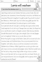 Vorschau - Arbeitsblätter - Leseverstehen - Lamia will wachsen- Deutsch 2. und 3. Klasse - Seite 1