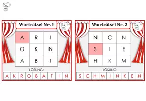 Vorschau - Stationenlernen - Zirkus Worträtsel – Buchstaben ordnen | Karteikarten Deutsch 2.-3. Klasse - Seite 2