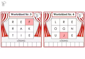 Vorschau - Stationenlernen - Zirkus Worträtsel – Buchstaben ordnen | Karteikarten Deutsch 2.-3. Klasse - Seite 3