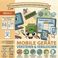 Vorschau - Arbeitsblätter - Handy Tablet mobile Geräte Volksschule 3. 4. Klasse - Deckblatt