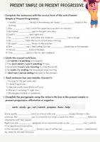 Vorschau - Arbeitsblätter - Present Simple or Present Progressive/Continuous | Worksheet - Deckblatt