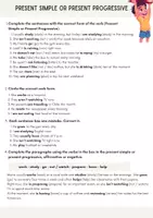Vorschau - Arbeitsblätter - Present Simple or Present Progressive/Continuous | Worksheet - Seite 1