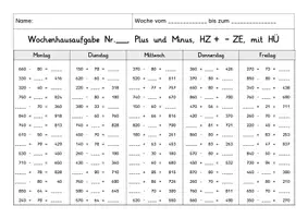 Vorschau - Arbeitsblätter - Wochenhausaufgaben: Plus- und Minusaufgaben im Zahlenraum bis 1000 - Seite 2