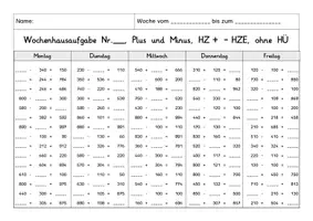 Vorschau - Arbeitsblätter - Wochenhausaufgaben: Plus- und Minusaufgaben im Zahlenraum bis 1000 - Seite 3