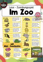 Vorschau - Aufgabenkarten - Zoo / Tiere - Lesezuordnung - Erstes Lesen - Deckblatt
