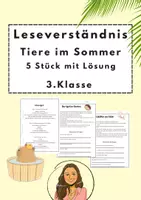 Vorschau - Arbeitsblätter - Leseverständnis: Tiere im Sommer Klasse 3 - Deckblatt