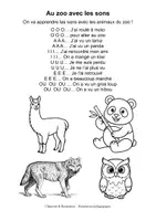 Aperçu - Feuilles d'exercices - Comptine "Au zoo avec les sons" (maternelle, CP, inclusion) - Page 1