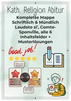 Vorschau - Unterrichtsreihen - Katholische Religionslehre Abitur – Komplette Mappe | Schriftlich & Mündlich | Laudato si', Comte-Sponville, alle 6 Inhaltsfelder + Musterlösungen - Deckblatt