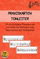 Vorschau - Aufgabenkarten - Notenlehre - Praxiskarten mit einfachen Melodien zum Nachspielen - Tonleiter ~ Grundschule Musik - Deckblatt