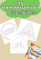 Vorschau - Mal- und Bastelvorlagen - Verkehrsschilder prickeln & ausmalen - 15 Motive - Deckblatt