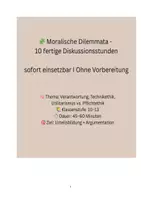 Vorschau - Unterrichtsreihen - 🧩 10 Moralische Dilemmata für den Ethikunterricht (Kl.10-13) - Deckblatt