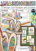 Vorschau - Mal- und Bastelvorlagen - Hasenohren basteln / Ostern Bastelvorlage / Ostern Osterhase - Deckblatt