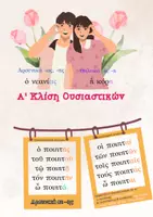 Προεπισκόπηση - Flashcards - Αφίσα α' κλίση ουσιαστικών (2 μεγέθη) - Εξώφυλλο