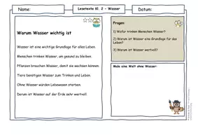 Vorschau - Arbeitsblätter - Wasser & Wasserkreislauf Klasse 2 | Lesetexte differenziert Fragen & Lösungen - Seite 2