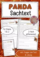 Vorschau - Arbeitsblätter - Sachtext Roter Panda - Deckblatt