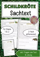 Vorschau - Arbeitsblätter - Sachtext Schildkröte - Deckblatt