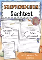 Vorschau - Arbeitsblätter - Sachtext Seepferdchen - Deckblatt