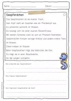 Vorschau - Arbeitsblätter - Sachtext Seepferdchen - Seite 1
