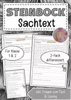 Vorschau - Arbeitsblätter - Sachtext Steinbock - Deckblatt