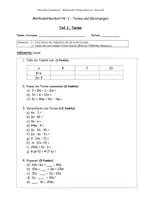 Vorschau - Arbeitsblätter - Klassenarbeit Terme und Gleichungen incl. Förder Lernen - Seite 2