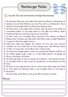 Vorschau - Arbeitsblätter - Hamburger Hafen Lesetext einfach verständlich mit Aufgaben + Lösungen und Wortspeicher Leseverstehen - Seite 3