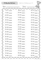 Vorschau - Arbeitsblätter - Addition/Ergänzen - Zahlenraum 10, 10-Minuten-Rechnen - Seite 1