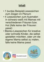 Vorschau - Mal- und Bastelvorlagen - Muttertag Lesezeichen / Ausmalen und Basteln - Seite 1