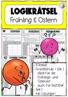 Vorschau - Arbeitsblätter - Logikrätsel Grundschule DaZ Frühling Ostern Deutsch - Deckblatt