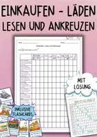 Vorschau - Arbeitsblätter - DaZ / DaF - Einkaufen & Geschäfte - Lesen und Ankreuzen (Arbeitsblatt) - Deckblatt