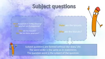 Vorschau - Präsentationen/Tafelbilder - Subject and object questions - Seite 3