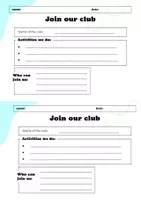 Vorschau - Arbeitsblätter - Arbeitsblatt Vorlage Join our club! / One minute talk - Seite 1