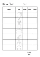 Vorschau - Arbeitsblätter - Mathematische Körper Prüfung - Deckblatt