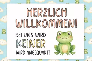 Vorschau - Mal- und Bastelvorlagen - Eingangsschild- Willkommen Frosch| Froschklasse - Seite 1