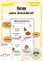 Vorschau - Arbeitsblätter - Feriensteckbriefe - wachsendes Material - Deckblatt