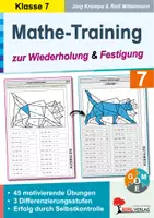 Vorschau - Arbeitsblätter - Mathe-Training Klasse 7 | Brüche, Dezimalzahlen, Prozentrechnung, Gleichungen, Geometrie, Zuordnungen | Mathematik mit Lösungen - Deckblatt