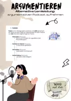 Vorschau - Arbeitsblätter - Alternative Lernleistung - Einen argumentativen Podcast erstellen - Deckblatt
