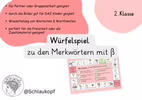 Vorschau - Spiele - Würfelspiel zu den Merkwörtern mit ß - Deckblatt