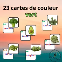 Aperçu - Jeux - 23 cartes de couleurs vert avec étiquettage - Page de couverture
