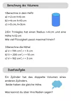 Vorschau - Arbeitsblätter - Geometrie: Volumenberechnung Zylinder (Arbeitsblatt) - Seite 2